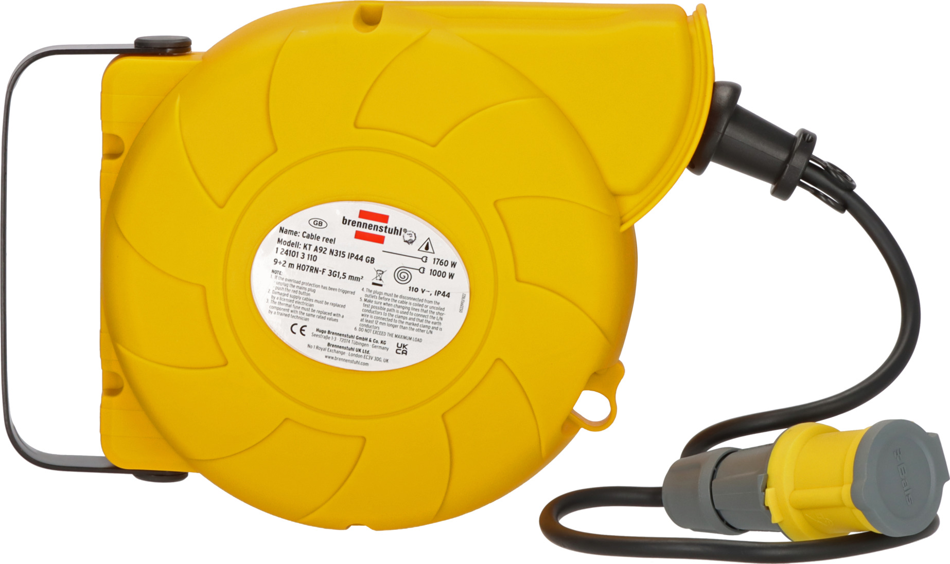 Automatic Cable Reel IP44 9+2m H07RNF 3G1.5 110V *GB* brennenstuhl®