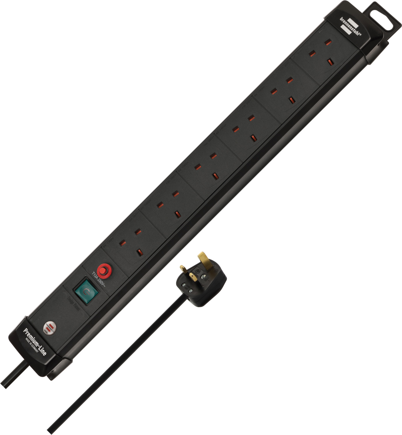 BRENNENSTUHL Tower Extension Lead 8-way With Switch, Safety Fuse, 2 USB A Ports And 1 USB C Port Black 2m | Home Improvement